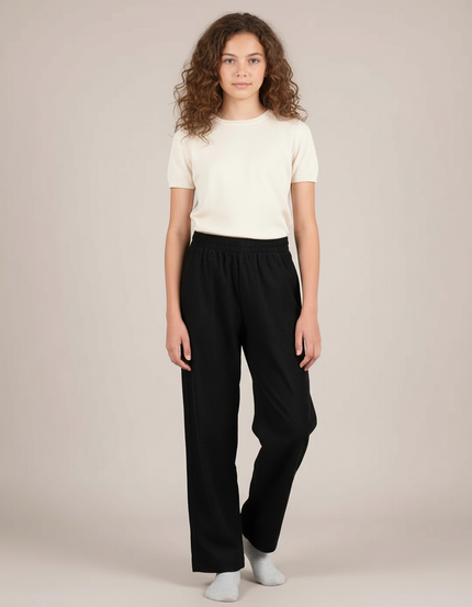 Pantalon Chino Noir Côtelé Ample Confortable Enfant - Cordé