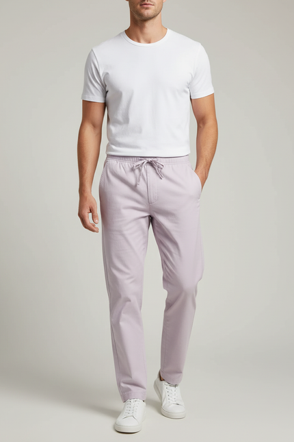 Pantalon Chino Lilas Coton Droit Décontracté Homme - Violet