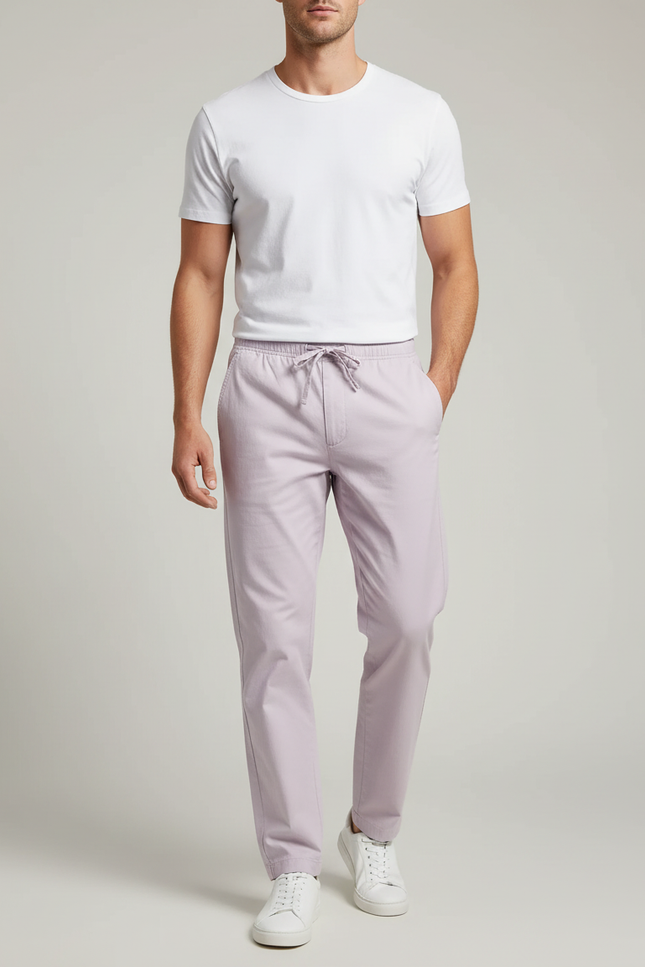 Pantalon Chino Lilas Coton Droit Décontracté Homme - Violet
