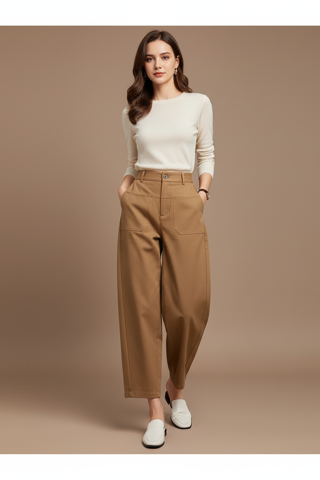 Pantalon Chino Sarouel - Camel Gabardine