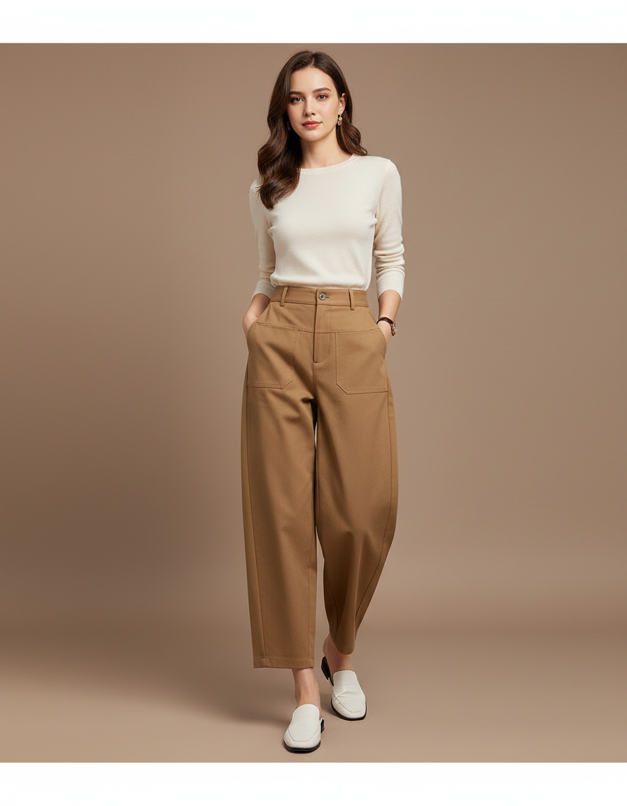 Pantalon Chino Sarouel - Camel Gabardine