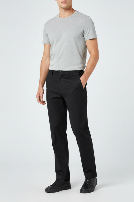Pantalon Chino Noir Coton Droit Confortable Homme