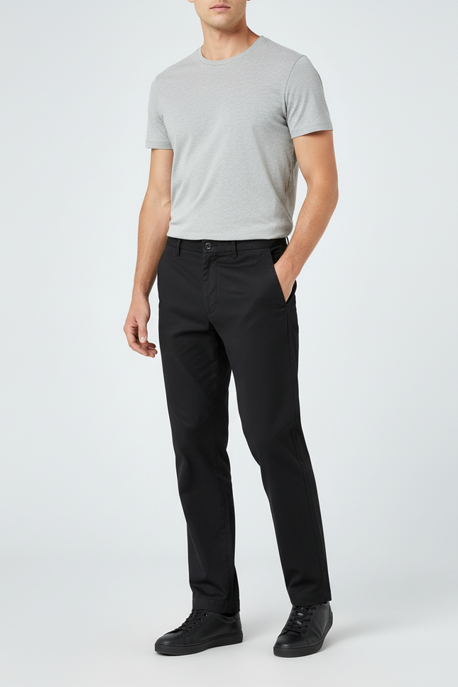 Pantalon Chino Noir Coton Droit Confortable Homme