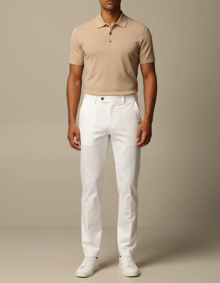 Pantalon Chino Blanc Droit Coton Homme Décontracté