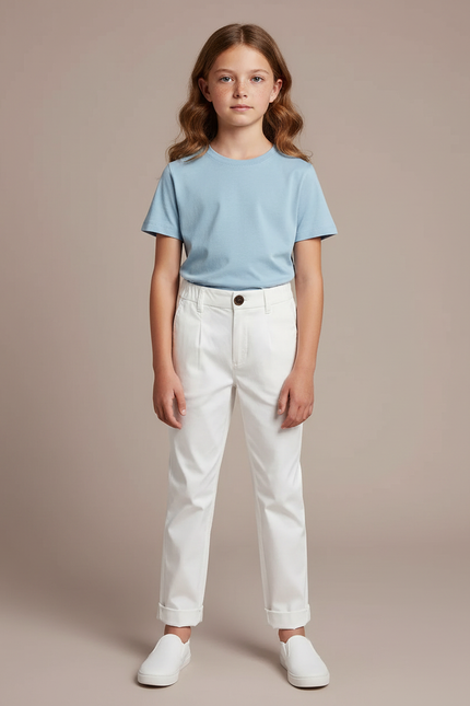 Pantalon Chino Junior - Blanc Gabardine