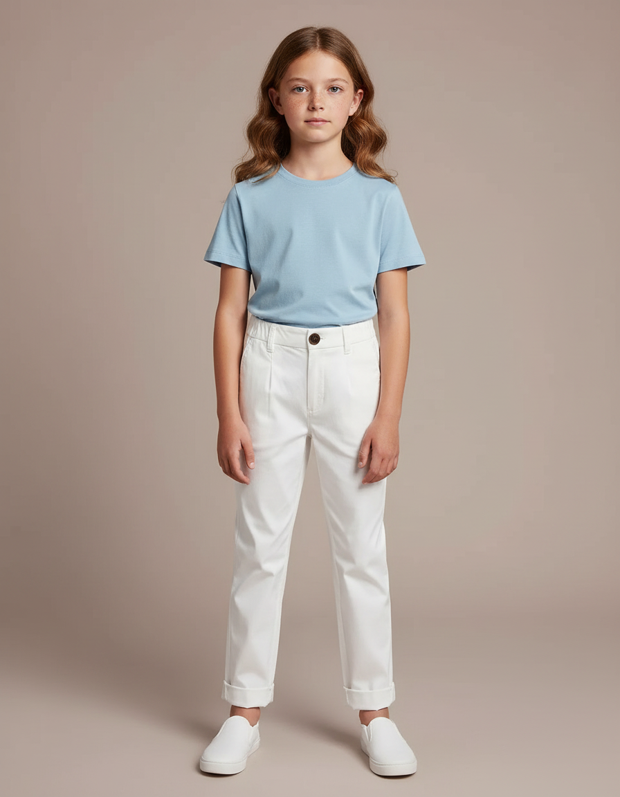 Pantalon Chino Junior - Blanc Gabardine