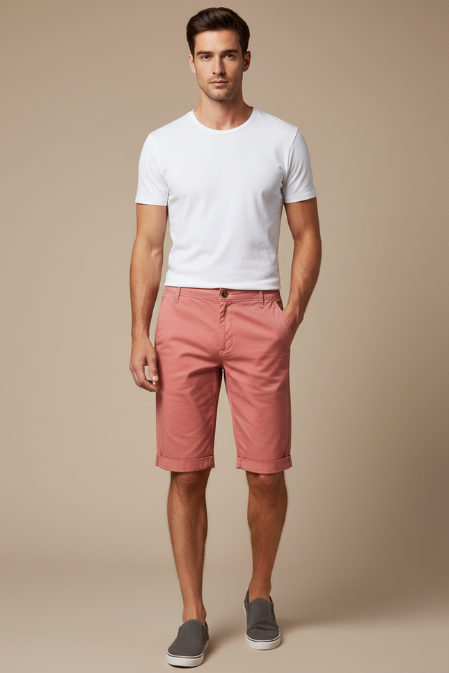 Pantalon Chino Rose Coton Décontracté Été Homme