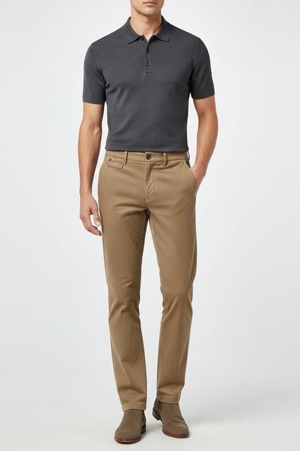 Pantalon Chino Imprime Homme - Camel Coton
