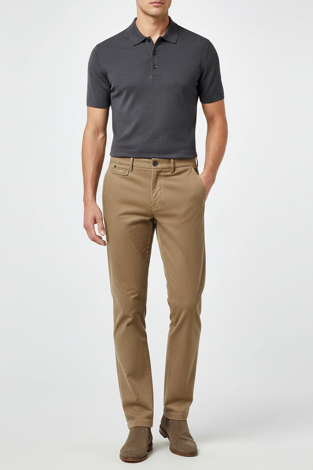 Pantalon Chino Imprime Homme - Camel Coton
