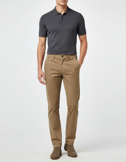 Pantalon Chino Imprime Homme - Camel Coton