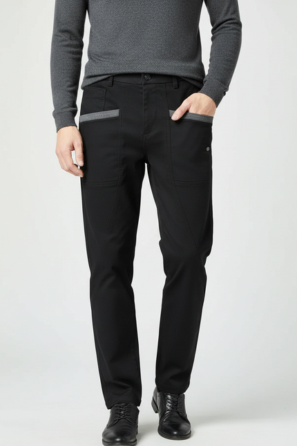 Pantalon Chino Noir Homme Décontracté Confortable Coton
