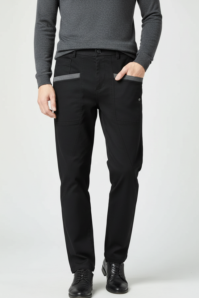 Pantalon Chino Noir Homme Décontracté Confortable Coton