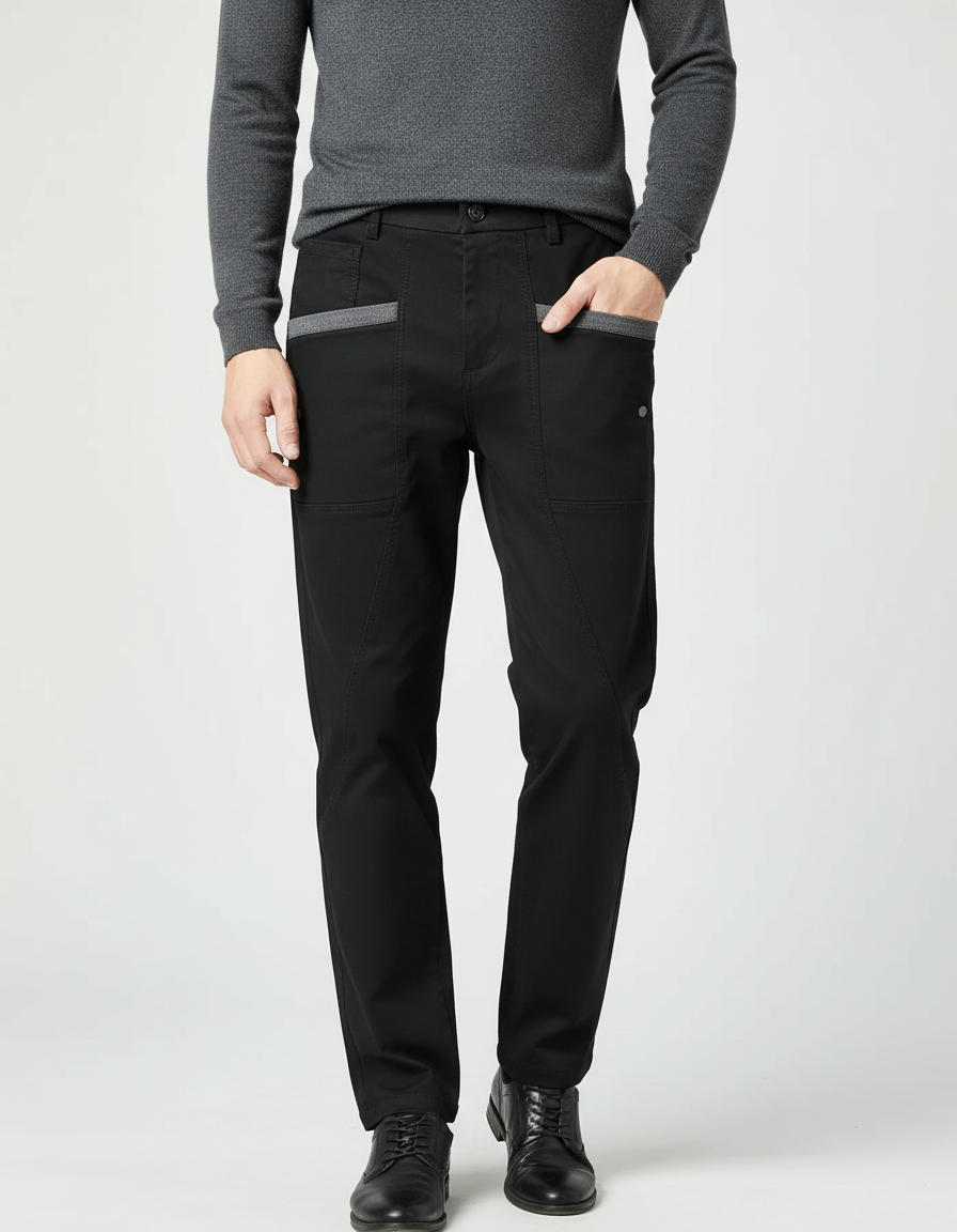 Pantalon Chino Noir Homme Décontracté Confortable Coton
