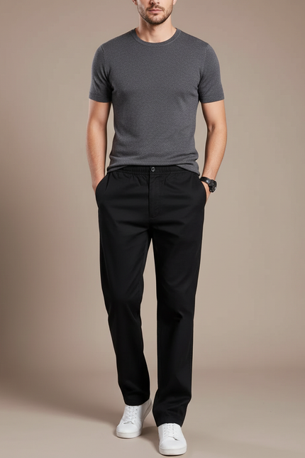 Pantalon Chino Noir Coton Décontracté Homme