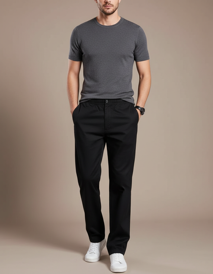 Pantalon Chino Noir Coton Décontracté Homme