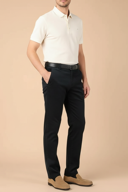 Pantalon Chino Homme Noir Droit Coton - Gabardine