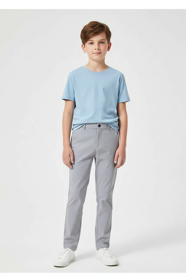 Pantalon Chino Gris Slim Enfant Décontracté Ajusté - Polyester
