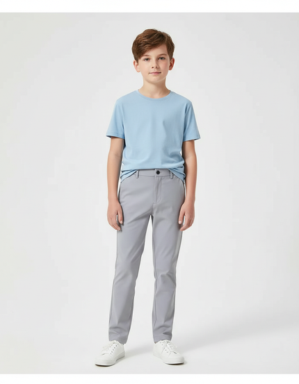Pantalon Chino Gris Slim Enfant Décontracté Ajusté - Polyester