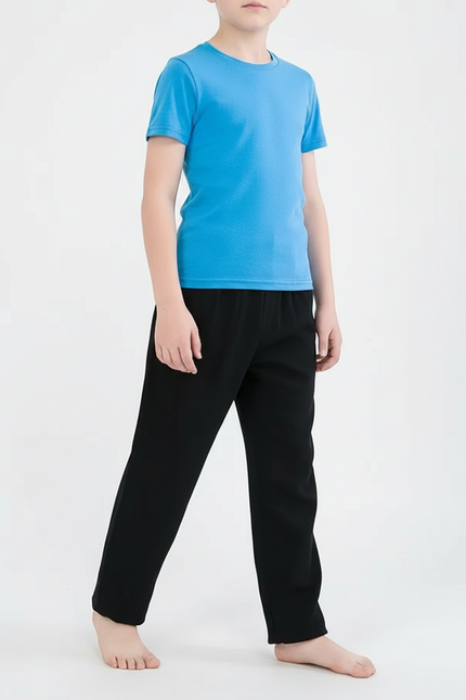 Pantalon Chino Noir Ample Coton Enfant Décontracté