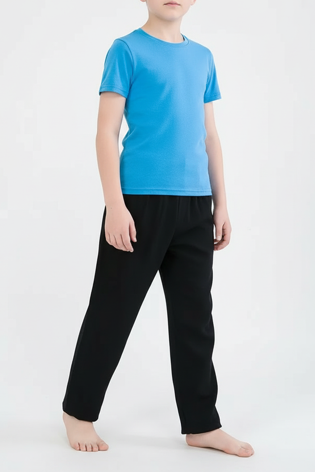 Pantalon Chino Noir Ample Coton Enfant Décontracté