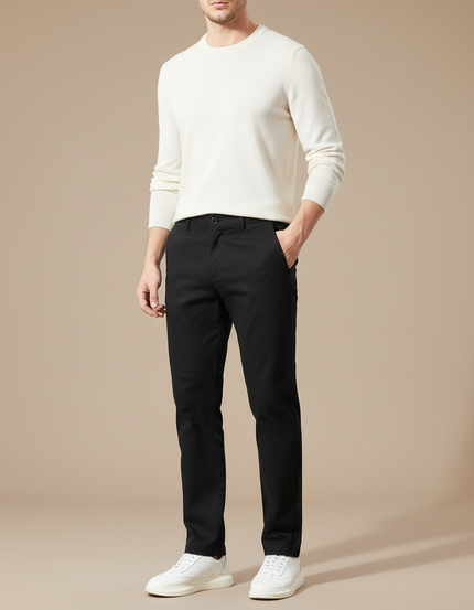 Pantalon Chino Classique Homme - Noir Gabardine
