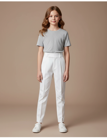 Pantalon Chino Blanc Droit Élégant Enfant - Gabardine