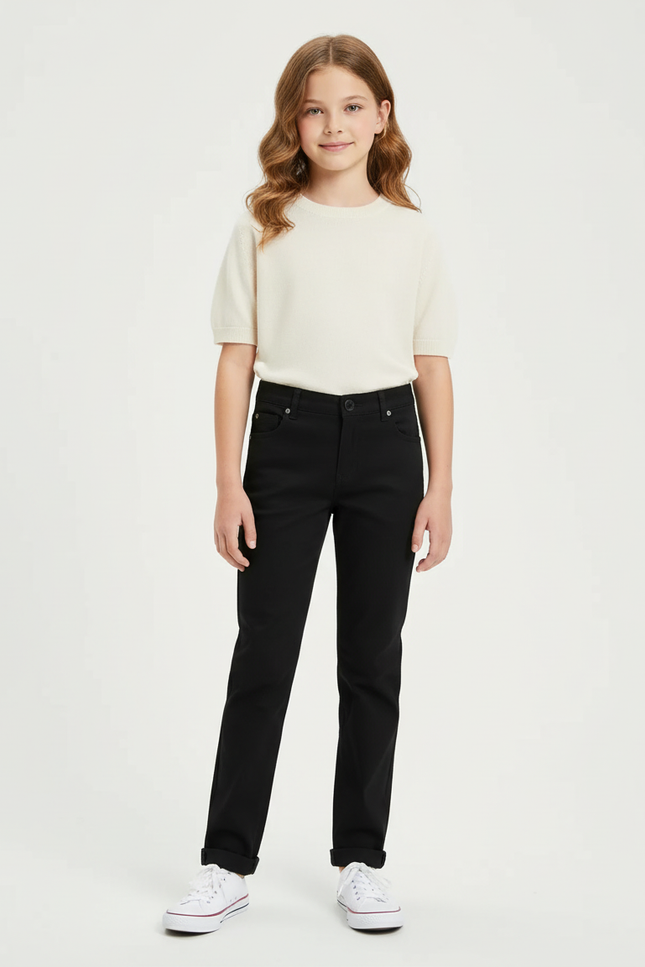 Pantalon Chino Noir Droit Coton Enfant Classique