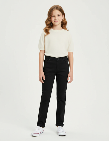 Pantalon Chino Noir Droit Coton Enfant Classique