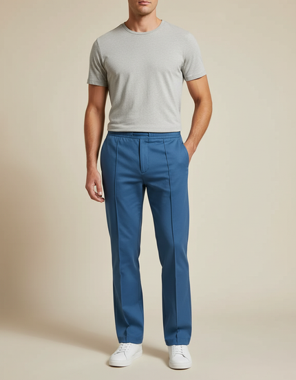 Pantalon Chino Bleu Droit Décontracté Cordon Homme - Gabardine