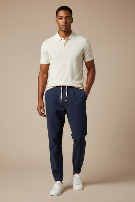 Pantalon Chino Marine Cordon Décontracté Homme - Lin