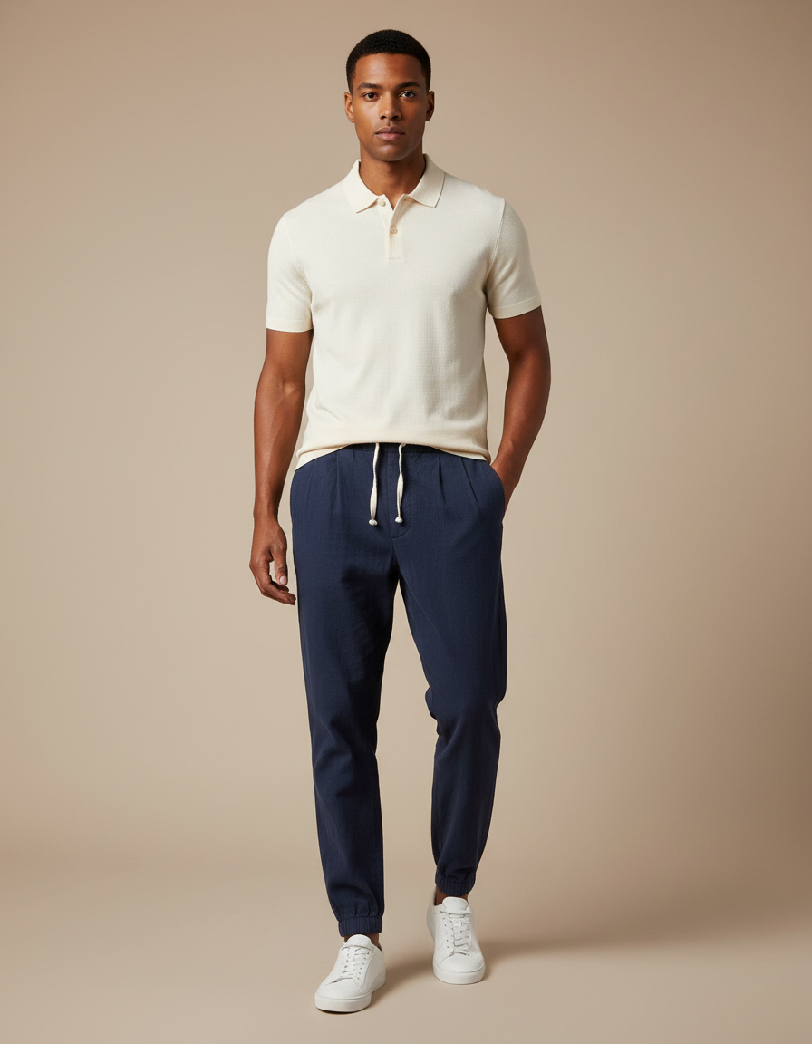 Pantalon Chino Marine Cordon Décontracté Homme - Lin