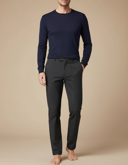 Pantalon Chino Gris Anthracite Texturé Droit Homme - Tweed