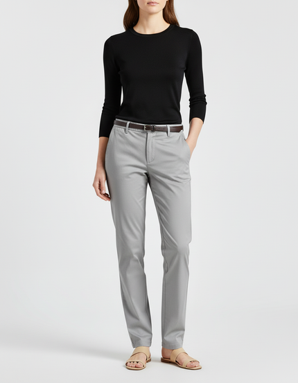 Pantalon Chino Gris Clair Coupe Droite Femme - Gabardine