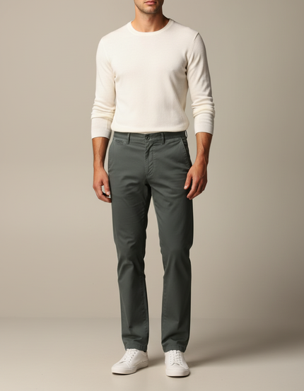Pantalon Chino Homme Coton Vert Slim Décontracté