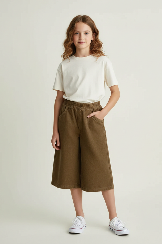 Pantalon Chino Kaki Côtelé Ample Décontracté Enfant - Cordé