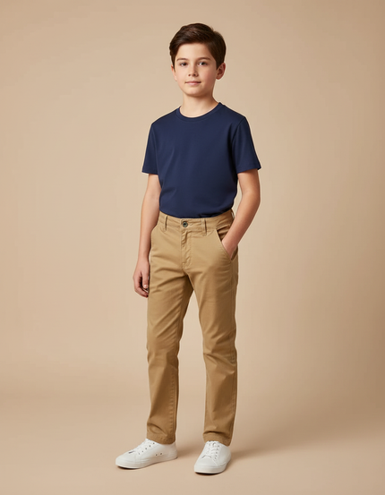 Pantalon Chino Kaki Coton Coupe Droite Confortable