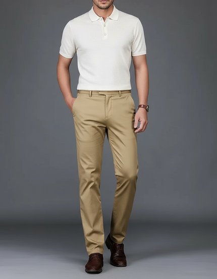 Pantalon Chino Kaki Droit Coton Homme Élégant