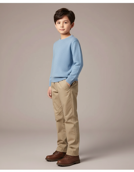 Pantalon Chino Beige Coton Décontracté Garçon Classique