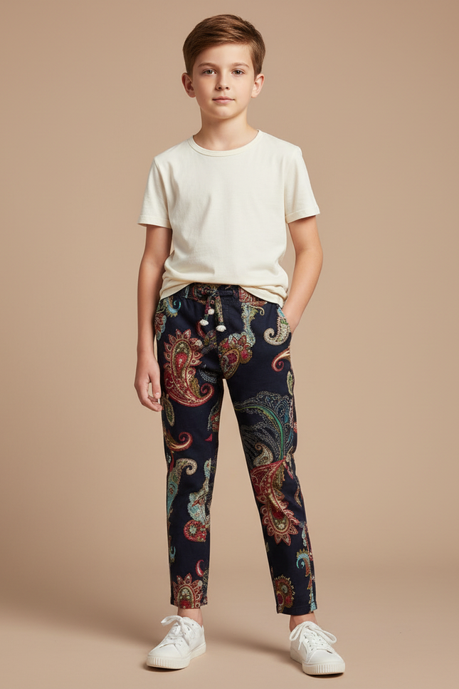 Pantalon Chino Paisley Multicolore Décontracté Enfant - Coton