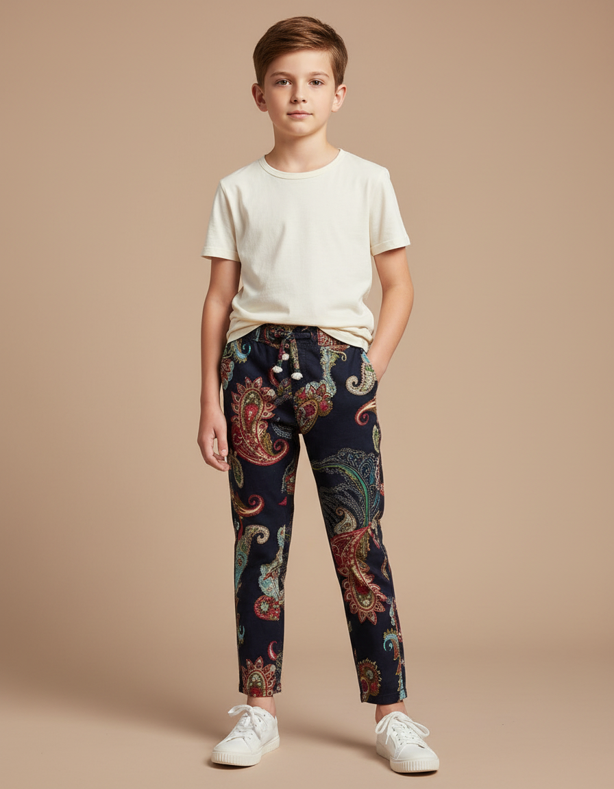 Pantalon Chino Paisley Multicolore Décontracté Enfant - Coton