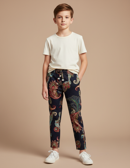 Pantalon Chino Paisley Multicolore Décontracté Enfant - Coton