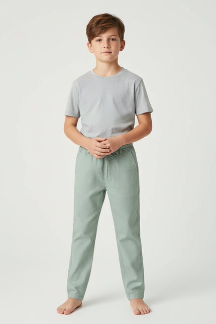 Pantalon Chino Vert Garcon - Gabardine
