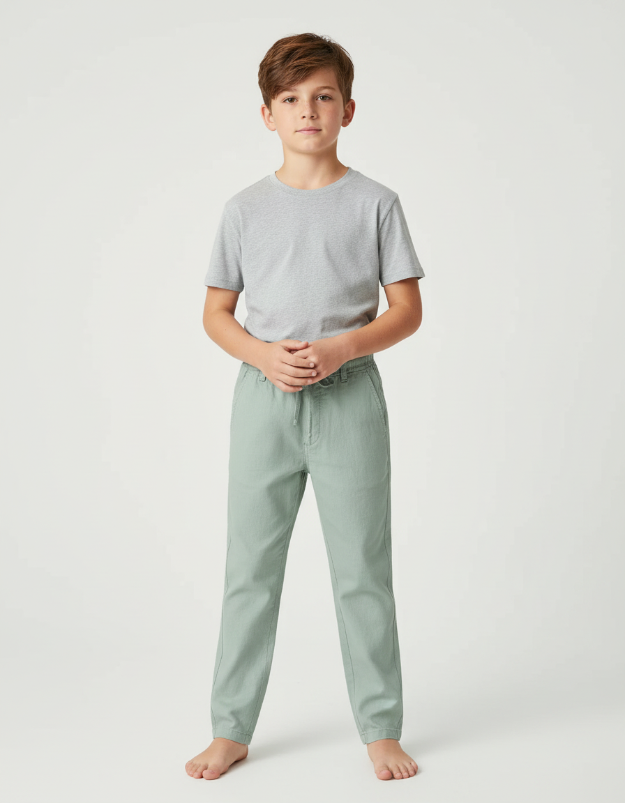 Pantalon Chino Vert Garcon - Gabardine