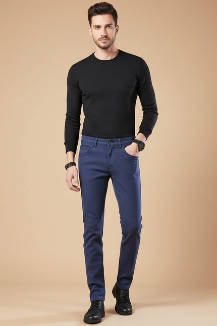 Pantalon Chino Bleu Marine Coton Stretch Slim Homme