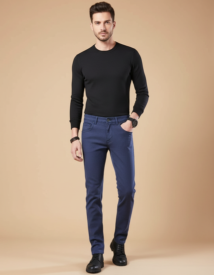 Pantalon Chino Bleu Marine Coton Stretch Slim Homme