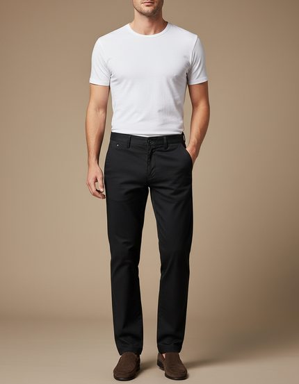 Pantalon Chino Noir Coton Droit Classique Homme