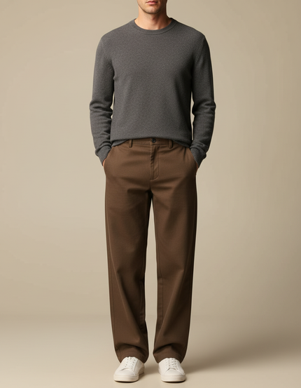 Pantalon Chino Loose Homme - Marron Gabardine