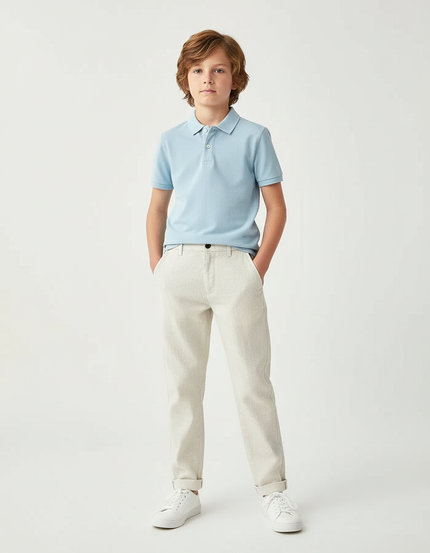 Pantalon Chino Beige Clair Coton Décontracté Garçon