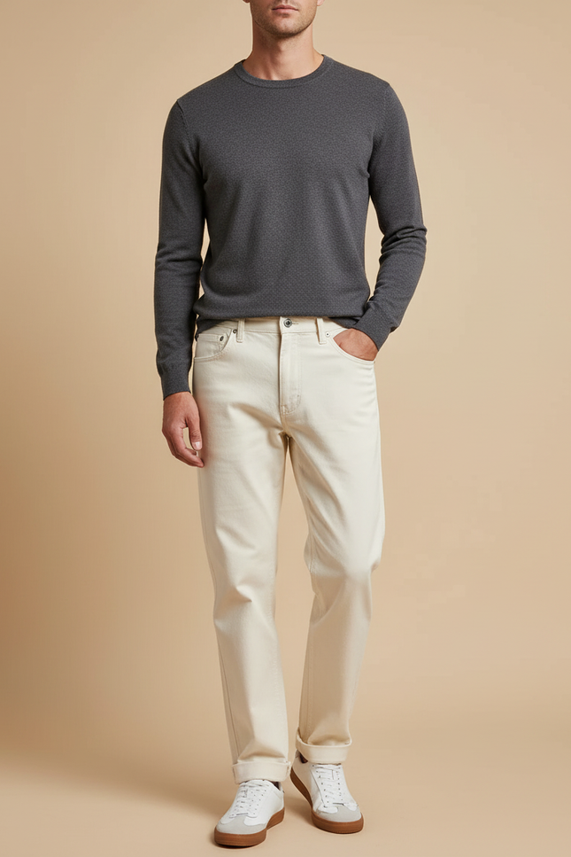 Pantalon Chino Homme Beige Regular - Gabardine