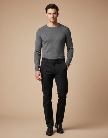 Pantalon Chino Noir Coton Droit Business